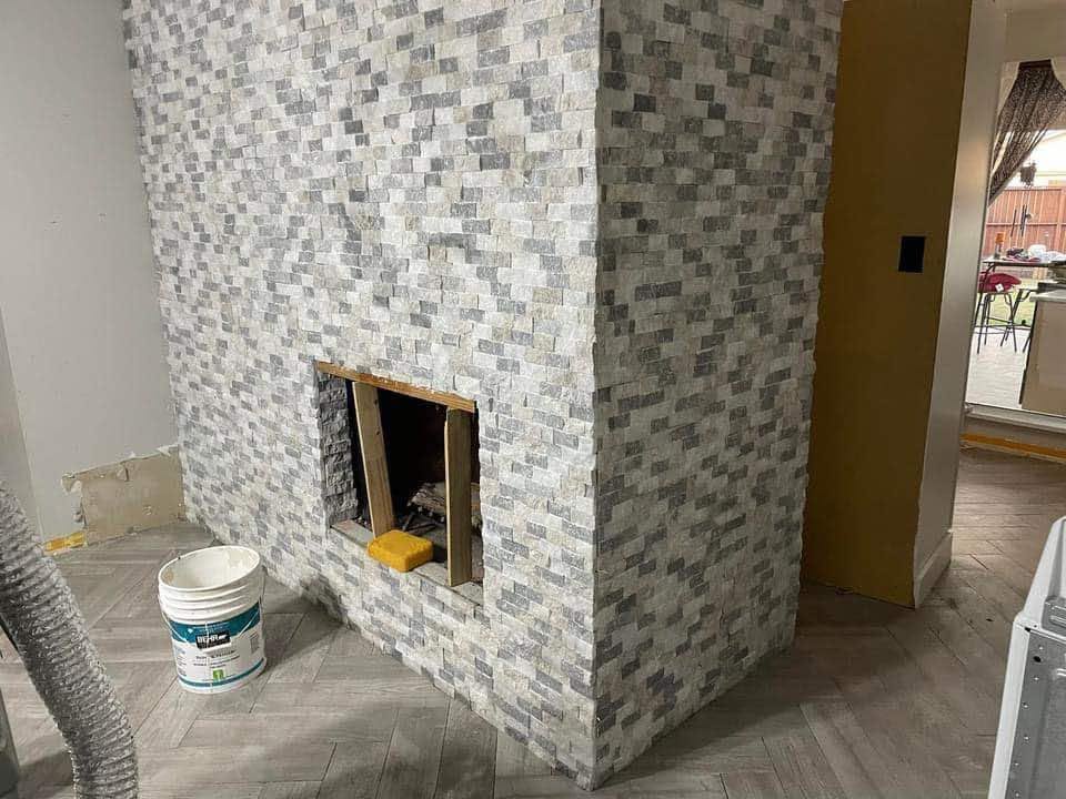 Modern Electric Fireplace Installation in a custom feature wall for a home in Orlando, FL